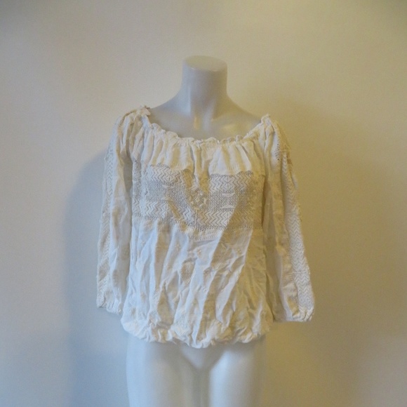 FLOWERS OF ROMANCE WHITE OFF SHOULDER SHIRT SZ XS* - Picture 1 of 6